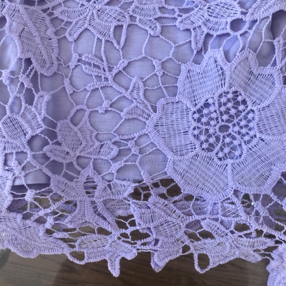 Tobi Womens Crochet Lace Overlay Mini Skirt Lilac Purple Size XS - Picture 2 of 6